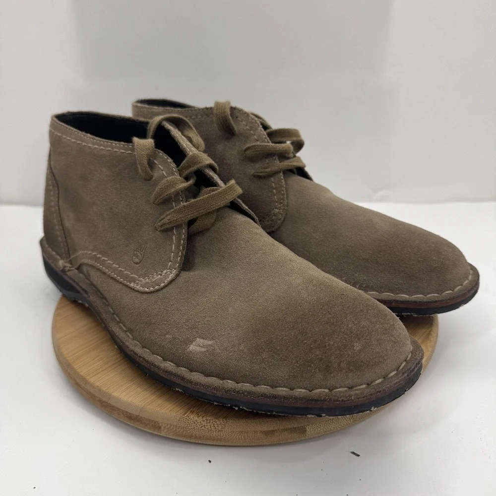 John Varvatos Boots Mens Size 7.5M Beige Suede Chukka Desert Lace Up Casual